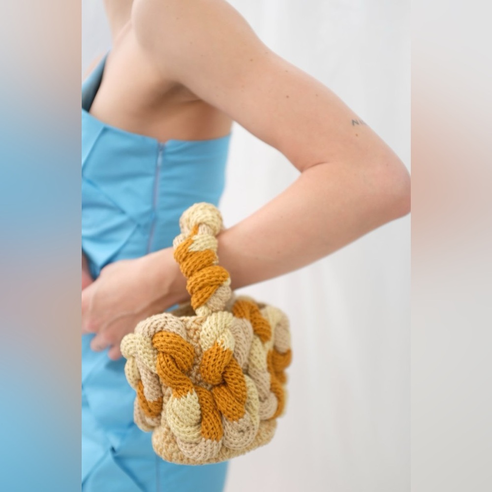Mozh Mozh Mini Crochet Knot Handbag Mini Bucket Bag 100% Cotton Hand Crocheted 🧶